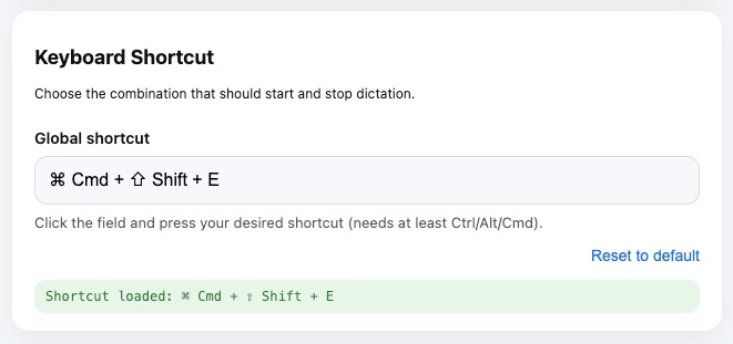 Keyboard shortcut settings screenshot